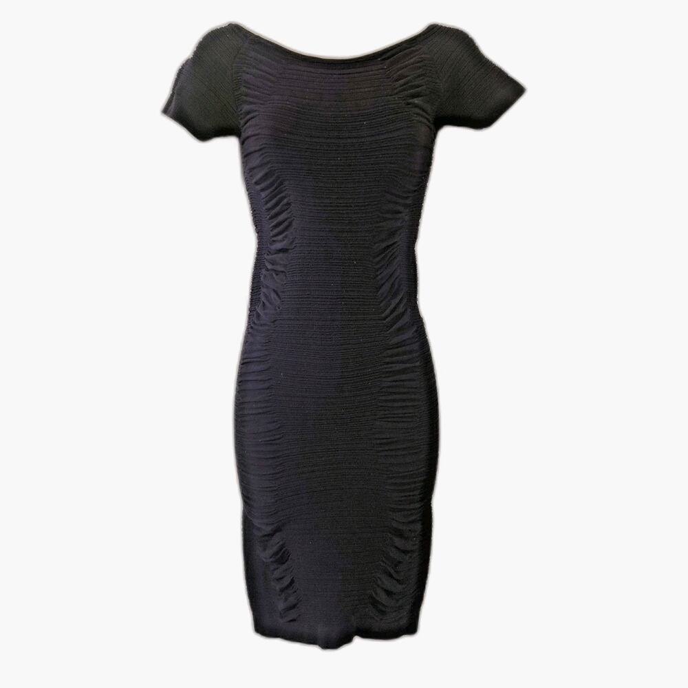 Women's Black Bodycon Dress - Party Cut Out Back Fitted Shaping One Size